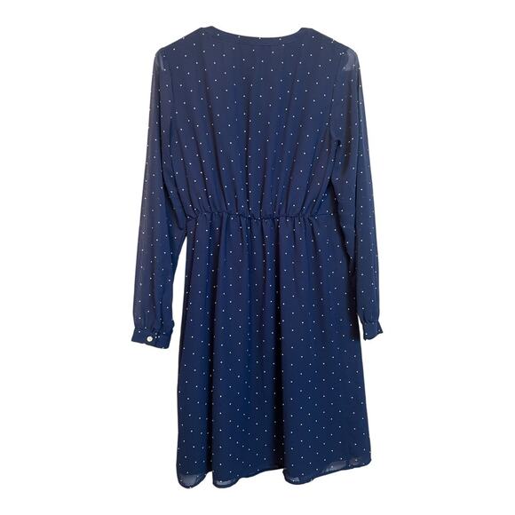 Blue White Swiss Dot Sheer Casual Dress Womens Small A New Day basic - Picture 2 of 4